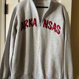 Sport-Tek Gray Zip-Up Sweater with Red Arkansas